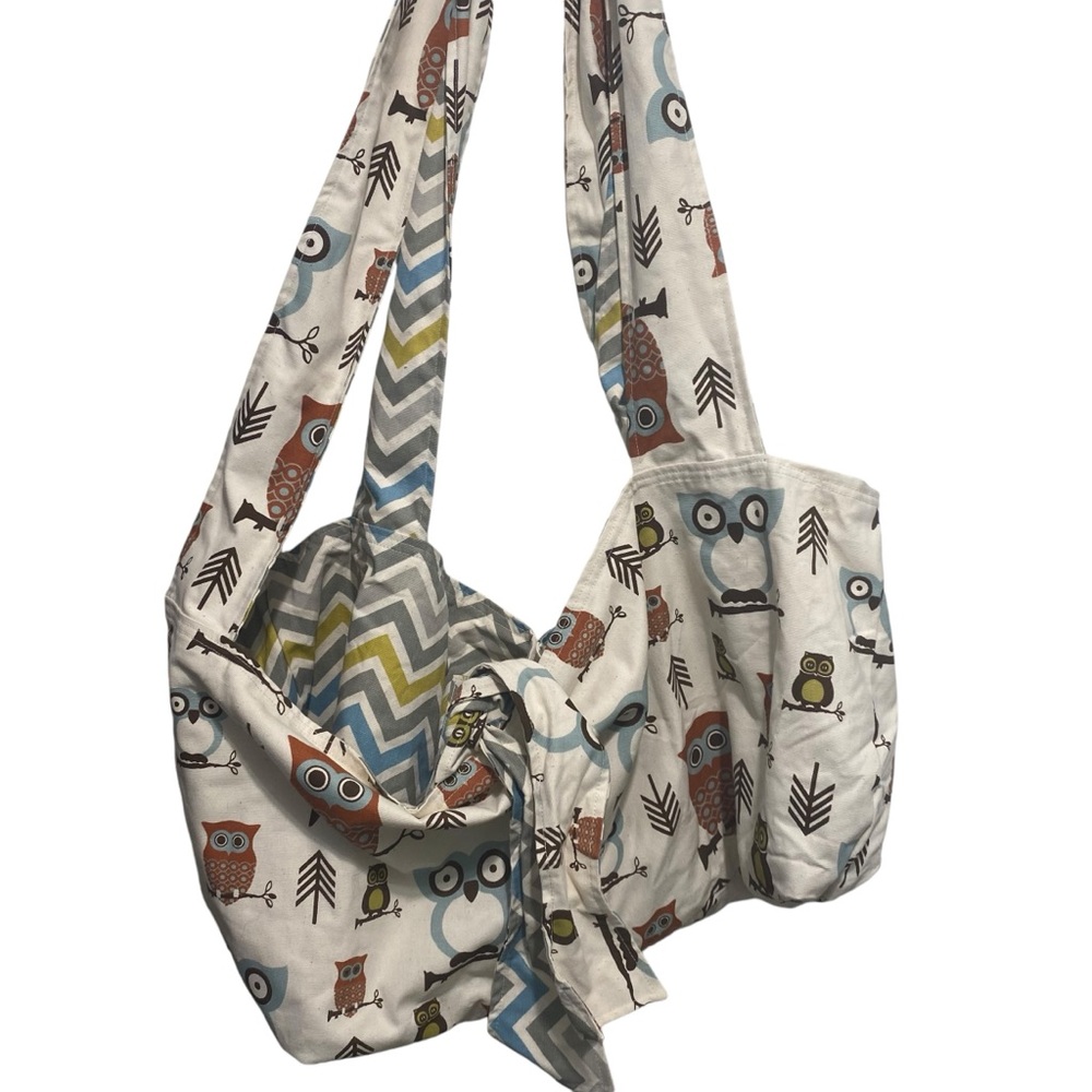 Flipped Bird Boho Owl Chevron Canvas Reversible Large Shoulder Yoga Bag Tote